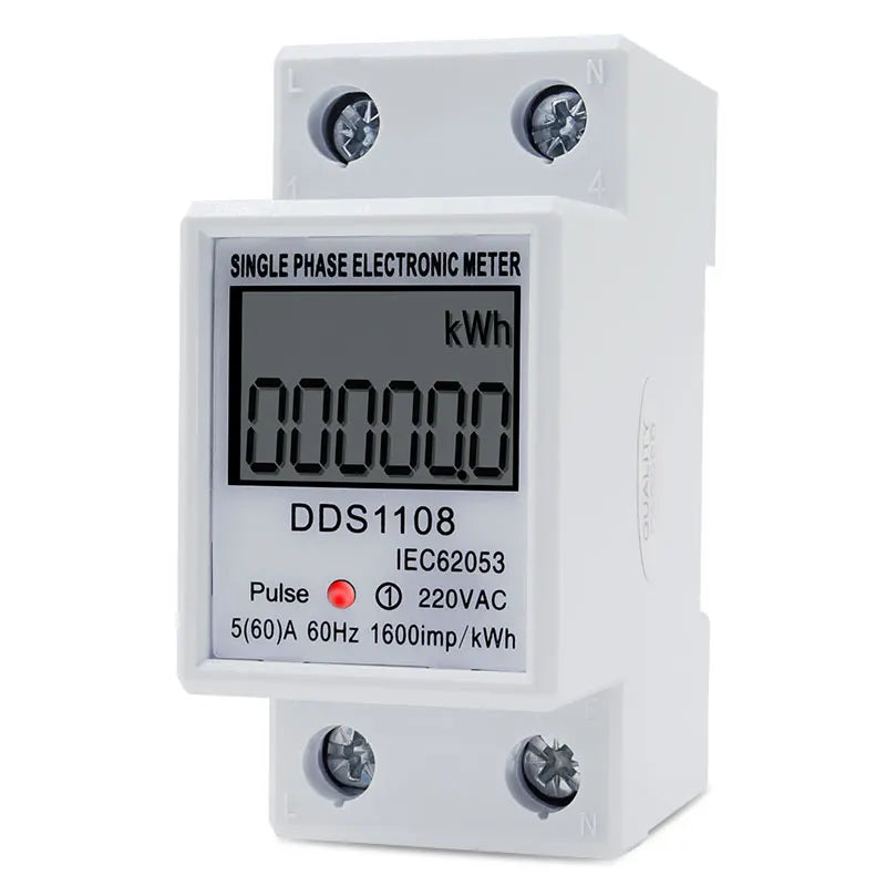 LCD Digital Display Power Consumption Meter Single Phase Energy Meter Watt Wattmeter kWh 230V AC 50Hz 60A Electric Din Rail