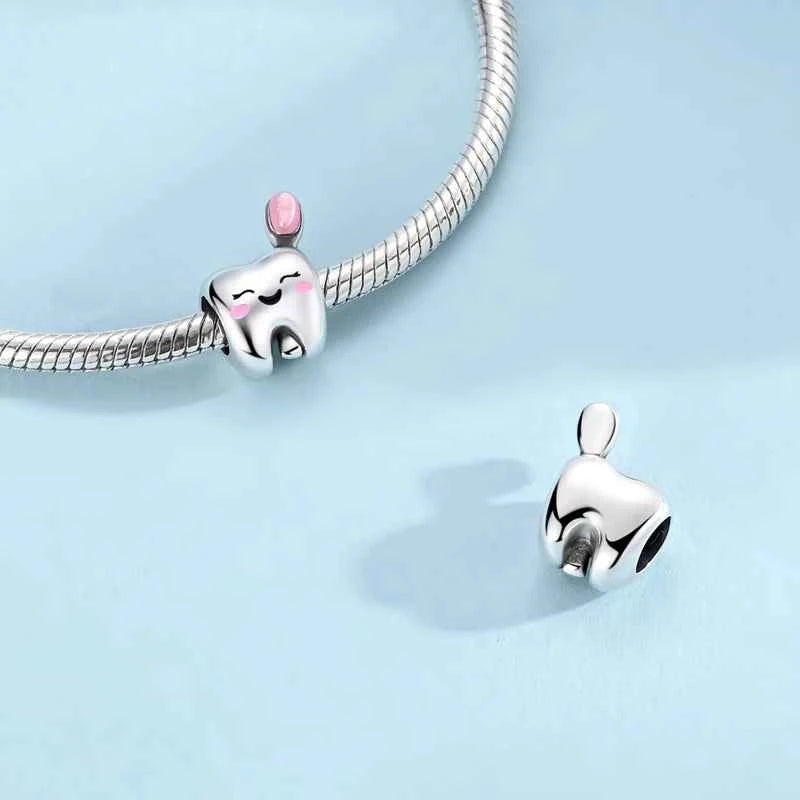 Original 925 Sterling Silver Charms Bead Toothbrush Pendant Tooth Bead Fit Original Bracelet For Women DIY Jewelry Gift