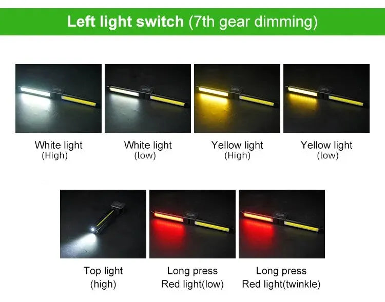 Strong Flashlightoutdoor Multifunctional Camping Lightingflashlight Auto Repair Work Lightfolding COB Light