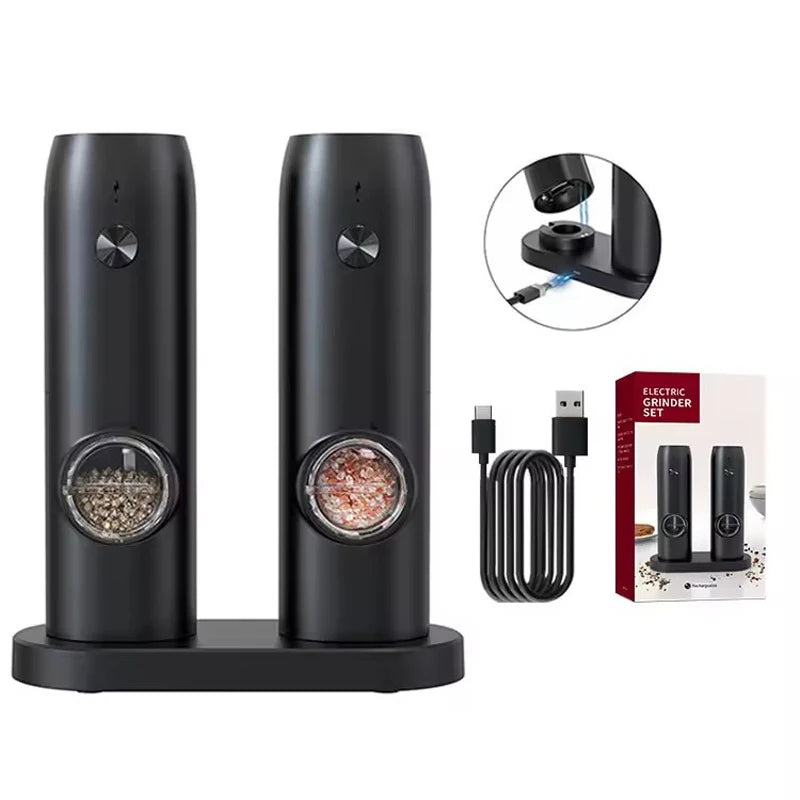 USB Rechargeable Electric Salt Pepper Grinder With Adjustable Roughness Freshly Ground Pepper Pepper Powder Grinder kitchen Tool