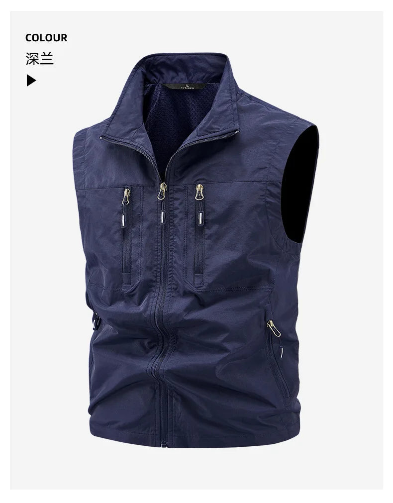 2026 New Waistcoat Men Middle-Aged Outdoor Fishing Summer Vest Casual Thin Tooling Waistcoat Large Size 5XL Vest