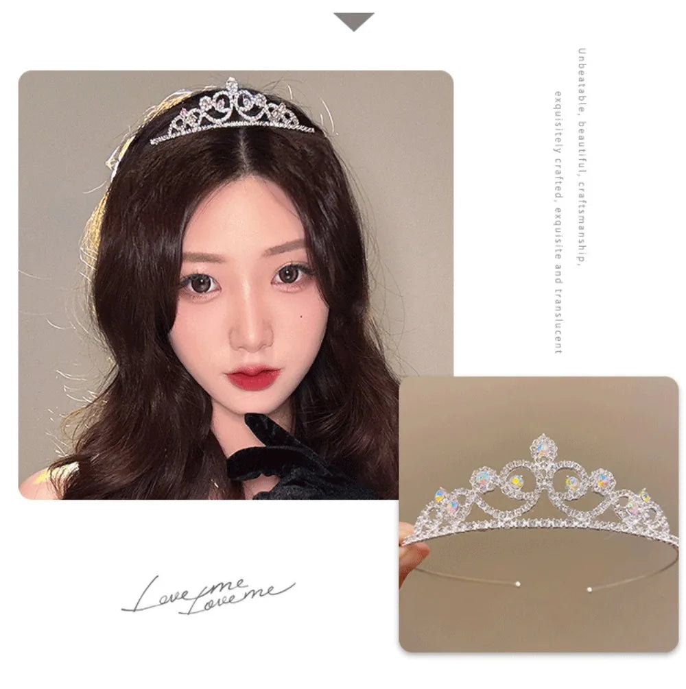 Children's Princess Crown Crystal Tiara Girls Hair Accessories High-end Atmosphere Dance Performance Birthday Gift Crown