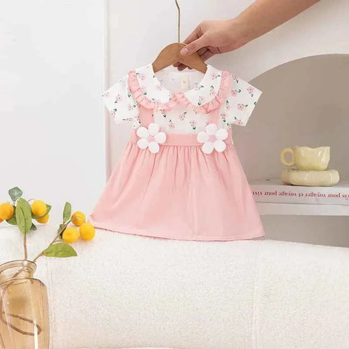 Baby Girl Dress Summer Small Floral Print Lace Lapel Cute Baby Girl Dress Summer Vacation Two Cute Baby Girl Dresses