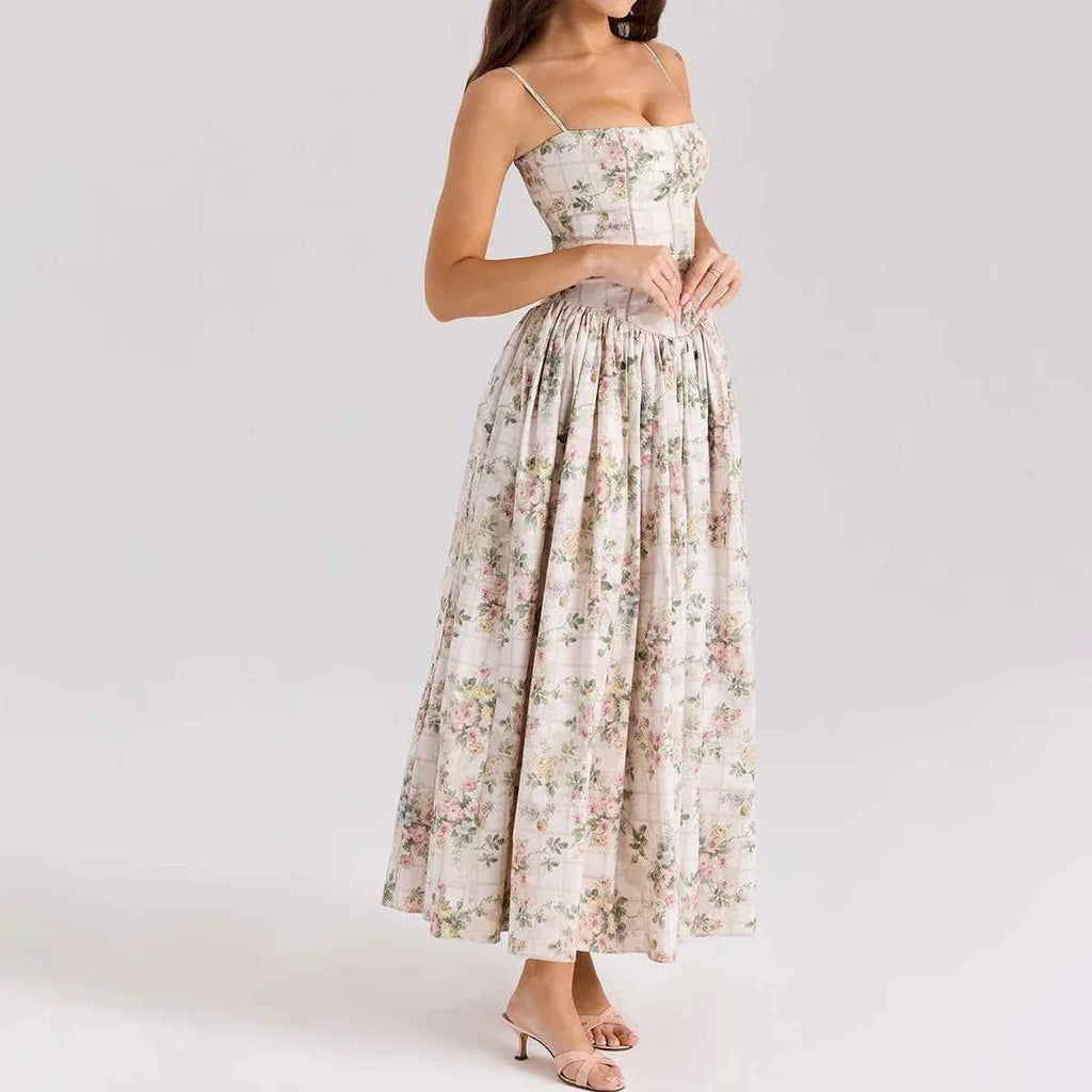 Suninheart Summer Clothes for Women Midi Elegant Dress 2025 New Arrivals White Floral Print Holiday Dress