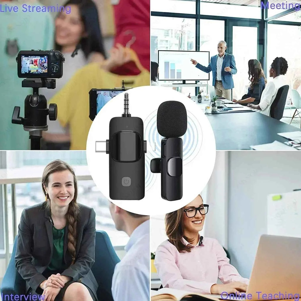 Wireless Lavalier Microphone 2.4G Audio Video Recording Noise Cancelling for iPhone iPad Android Xiaomi Samsung Live Game Mic