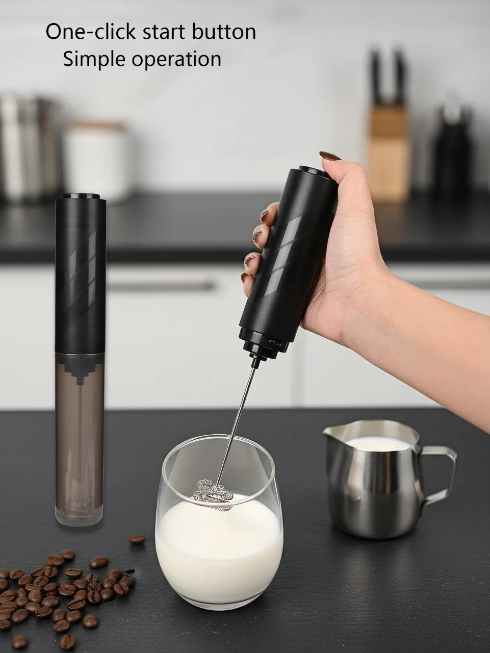 Portable AA Battery Powered Electric Milk Frother Coffee Cream Mixer Egg Beater Kitchen Blender for Coffee Lovers