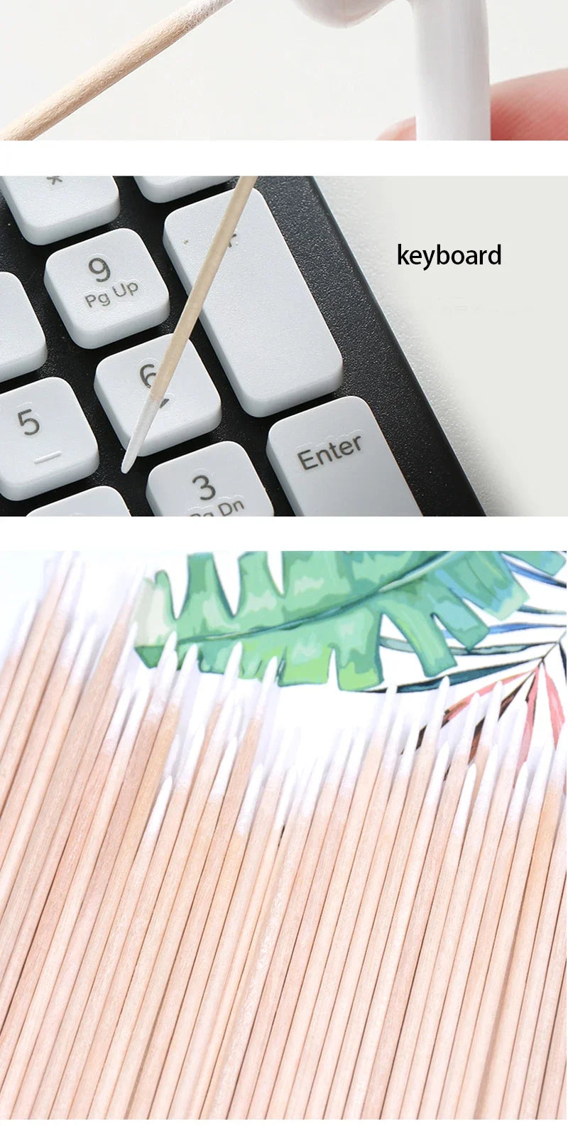 1000/200/100PCS Micro Wood Cotton Swabs Eyelash Extension Cleaning Tools Disposable Cosmetic Brush Buds for Beauty & Makeup
