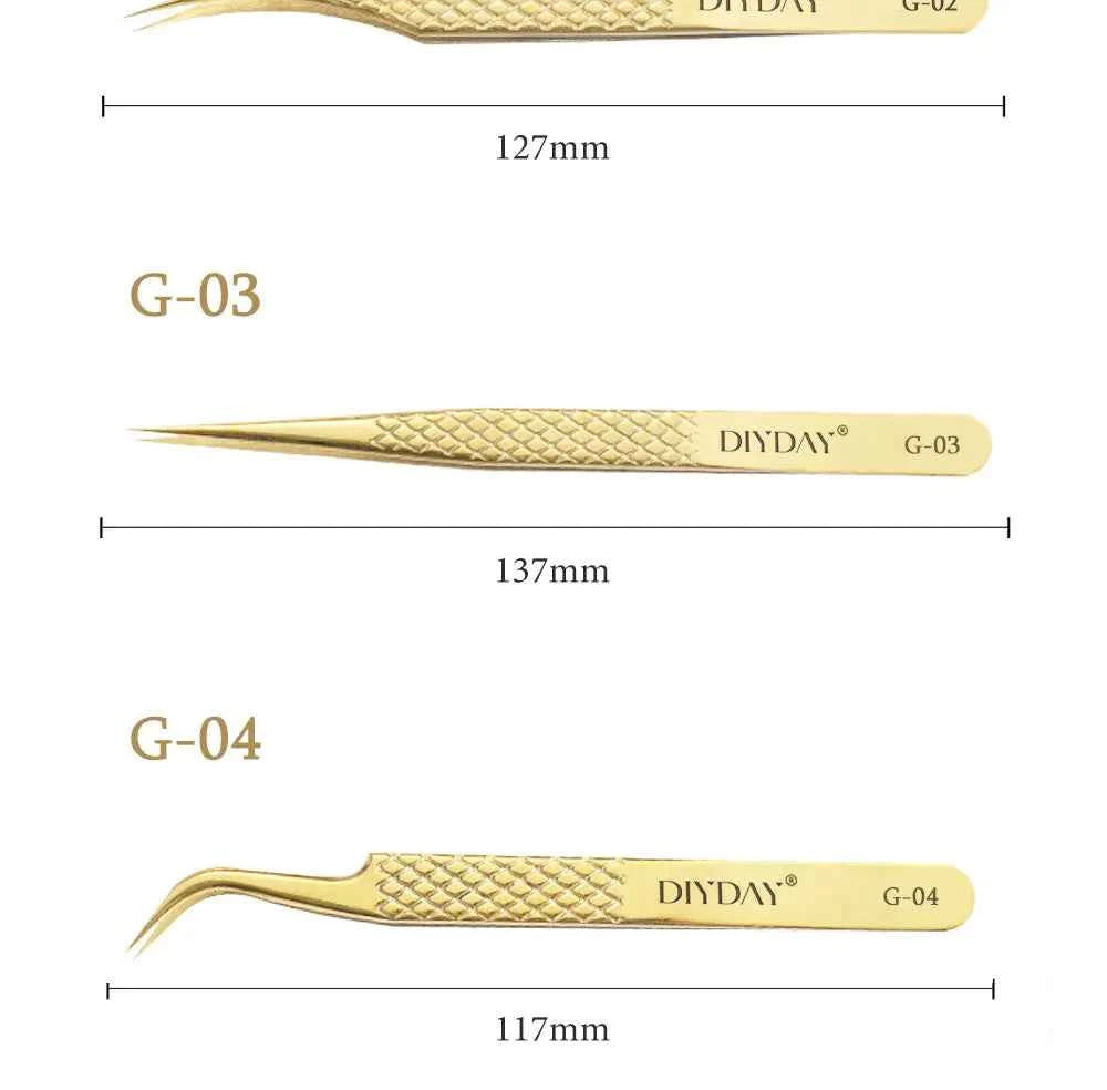 DIYDAY Anti-slip Eyelash Extension Tweezers Stainless Steel Fiber Tip Lashe Tweezer Precision Makeup Tool for Professional Use