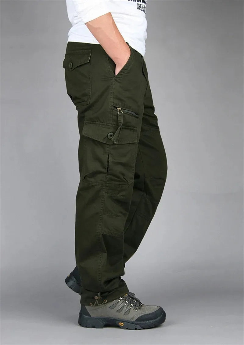 New Men's Pants Multi Pockets Baggy Men Outwear Straight Slacks  Workout Pants Outwear Casual Cotton Long Trousers
