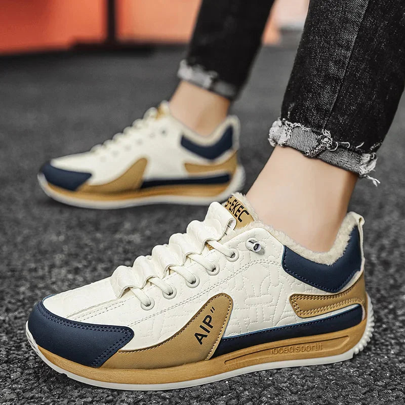 Winter Men's Shoes Casual Running Shoes Trendy Versatile Anti-Slip Sports Cotton Shoes with Plush for Warmth Wear-resistant