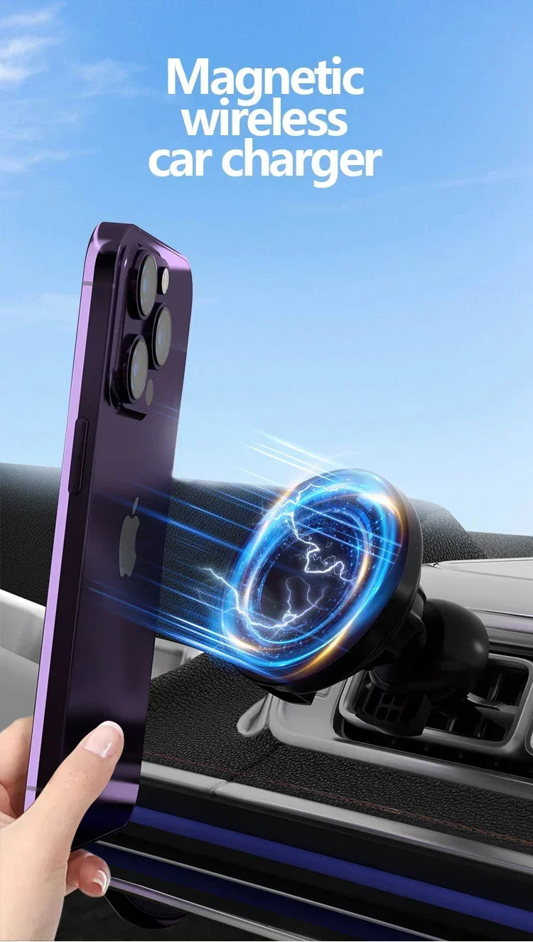 30W Magnetic Car Mobile Phone Holder Stand Wireless Charger For iPhone 15 14 13 12 Pro Max Mini Air Vent Fast Car Charging Stand