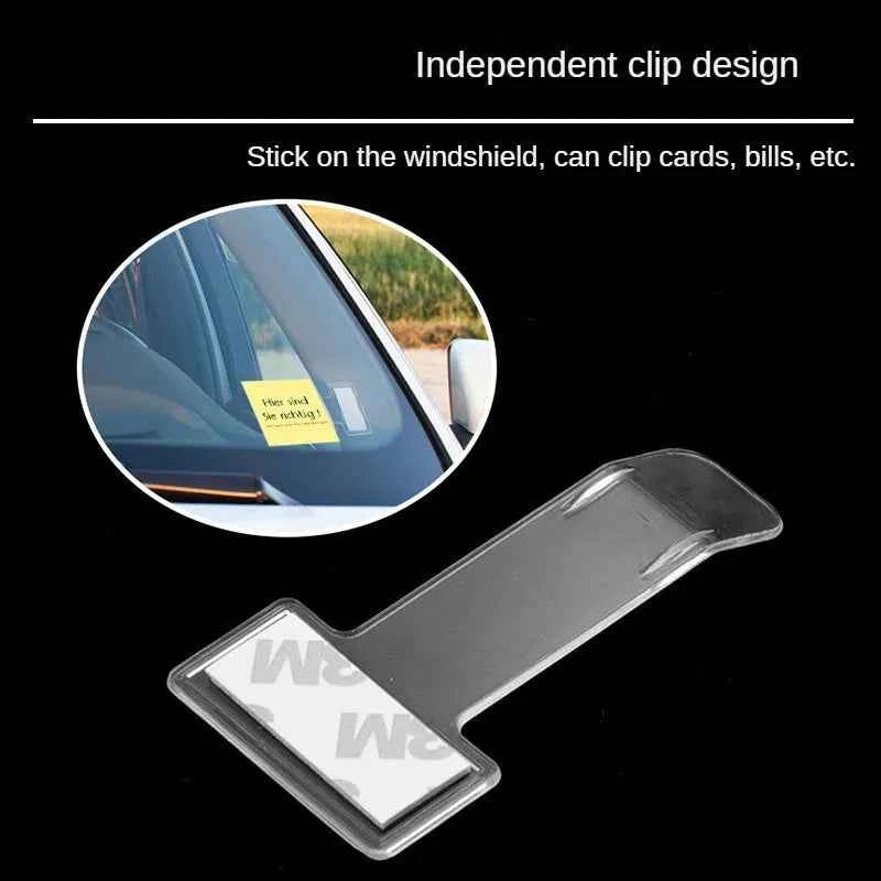 2pcs Transparent Car Vehicle Parking Ticket Receipt Permit Card Holder Clip Sticker Windscreen Plastic Universal Car Accessories