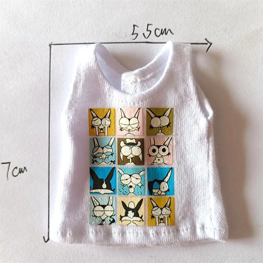 NEW Blyth Clothes T-Shirt Vest   Cute Cat print Vest clothes for Blyth, Momoko, Obistu, Licca , FR 1/6 Dolls Accessories