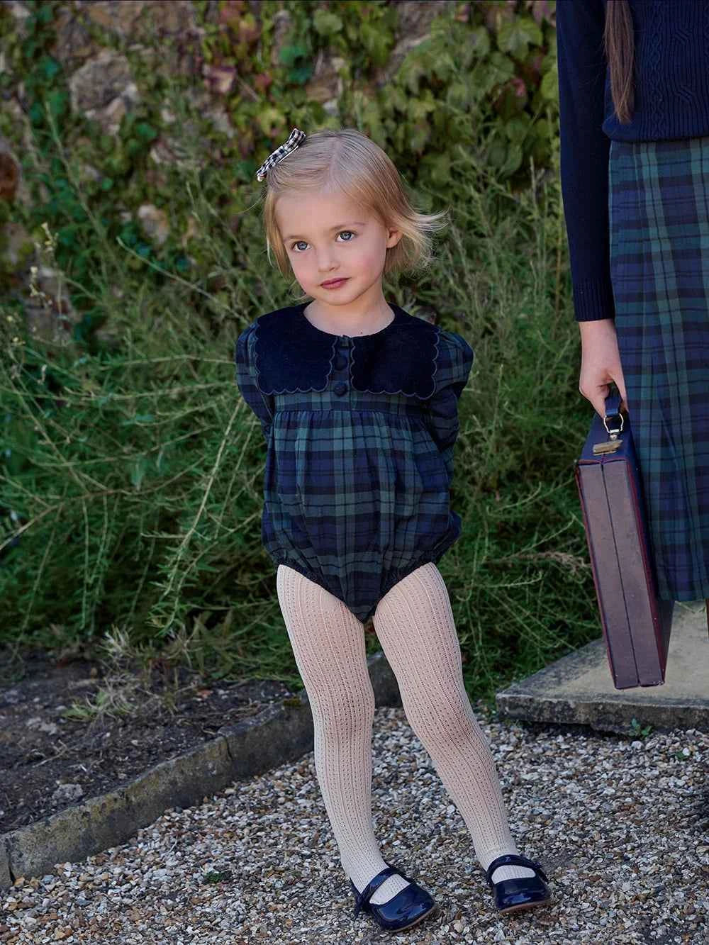 AS Navy Collection AW25 Girls Plaid Dress Two Color Patchwork Sweater Baby Romper Boys Blazer Pants Family Matching Clothing