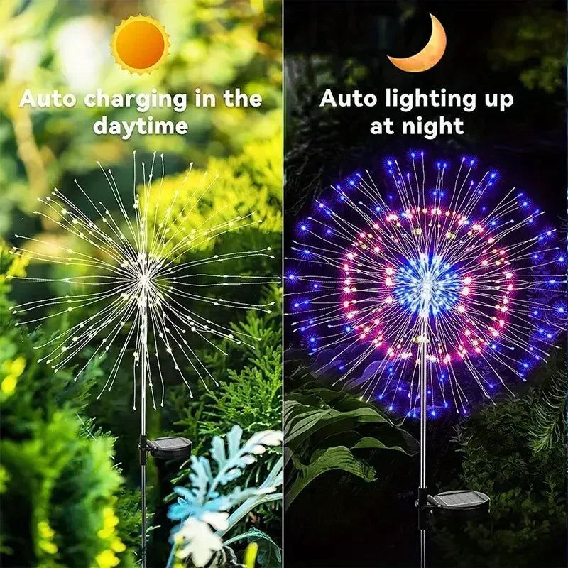 90/120LEDs Solar Garden Lights Solar Firework Lights Solar Lights Outdoor for Pathway Party Wedding Decorative Christmas