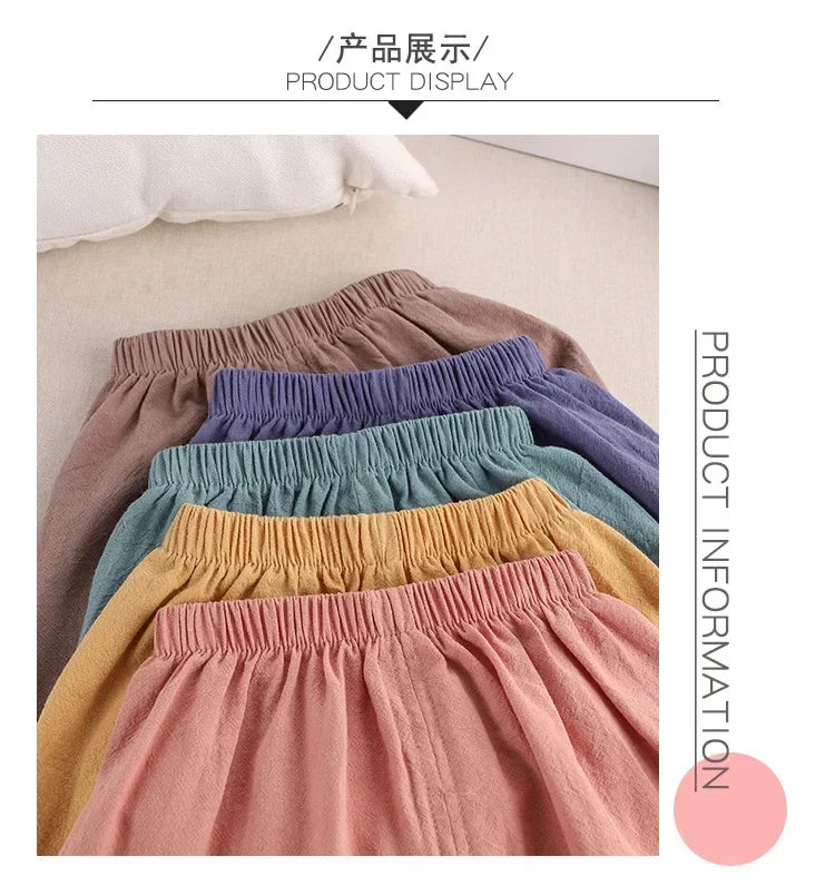 2024 New Children's Pants Summer Baby Boys and Girls Trousers Cotton and Linen Pants
