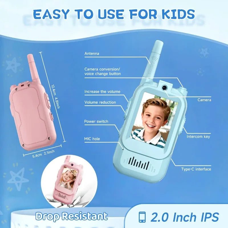 Kids Walkie Talkies Packs Long Range Two Way Radio with Clear Sound for Boys Girls Age 3-12 Outdoor Camping Hiking Adventure Toy