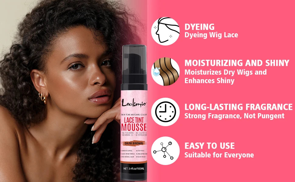Professional Lace Wig Install Kit with Hot Comb Hair Straightener, Lace Tint Mousse, Strong Hold Wig Glue & Rosemary Oil, Complete Wig Styling Set