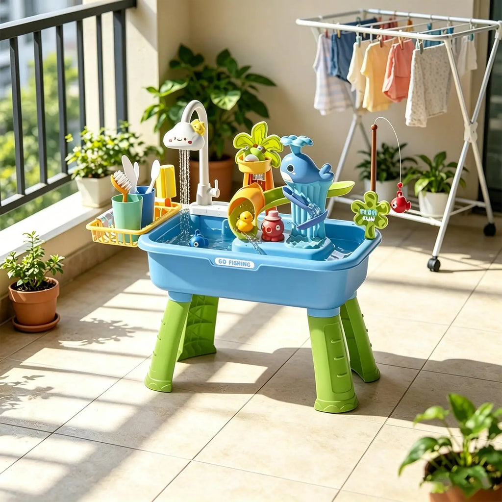 Water Table for Kids Summer Toys Play Sink with Running Water for Boys Girls Preschoolers Backyard Patio Beach Camping Daycare