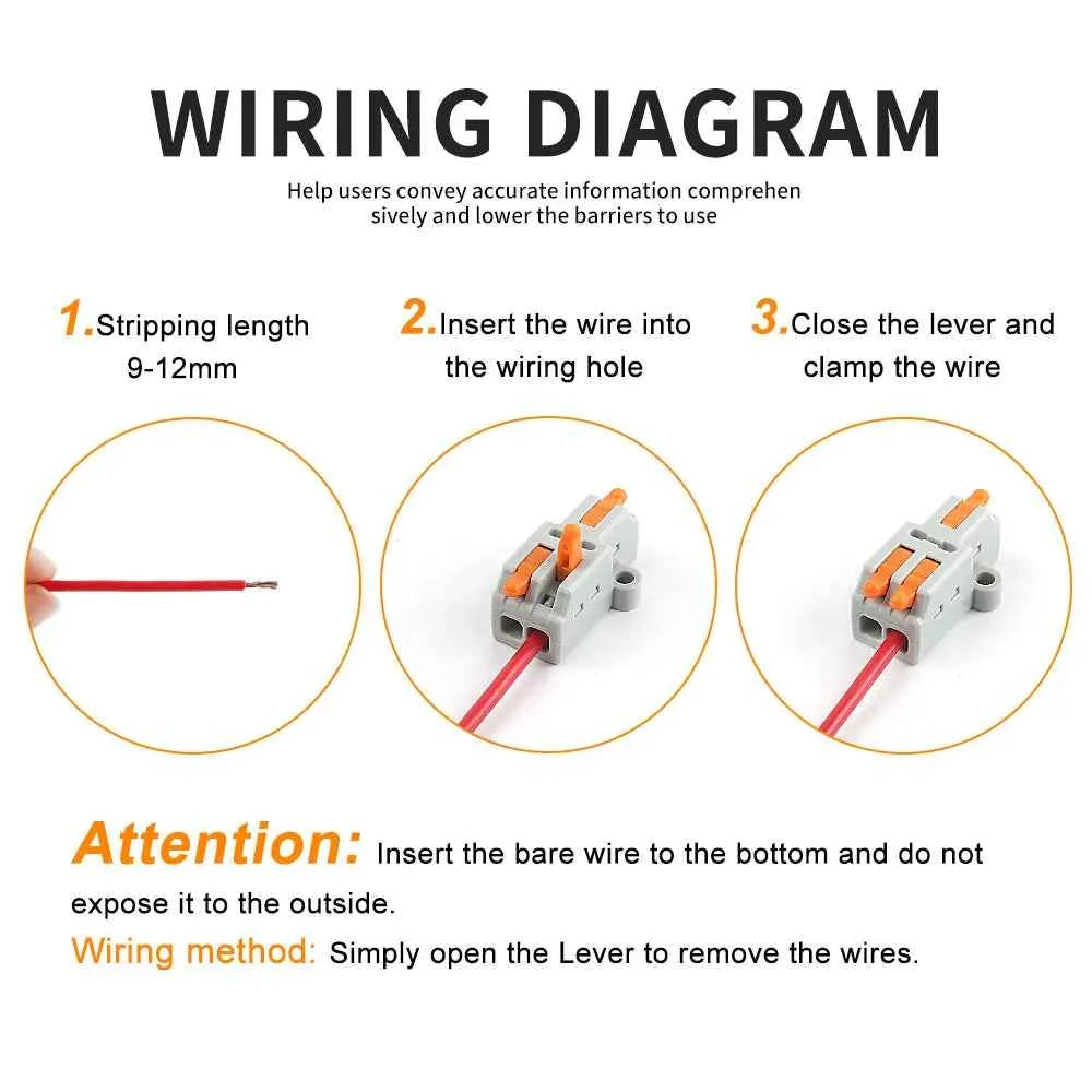 10/50 PCS Universal Compact Mini Fast Wire Connectors Lever Nut Crimp Splitter Electrical Conductors Push-in Home Terminal Block