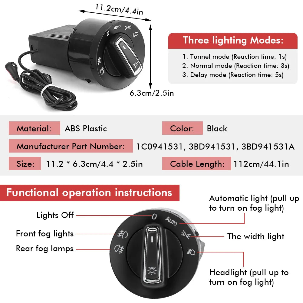 Auto Headlight Lamp Control Switch Light Sensor Module Fit for VW Golf MK4 for Passat B5 Polo