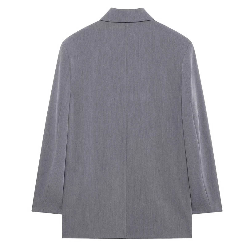 HXAO Blazer Women Double Breasted Pocket Women's Jacket 2025 Long Sleeve Casual Blazers Woman Chic Office Wear Ladies Coat