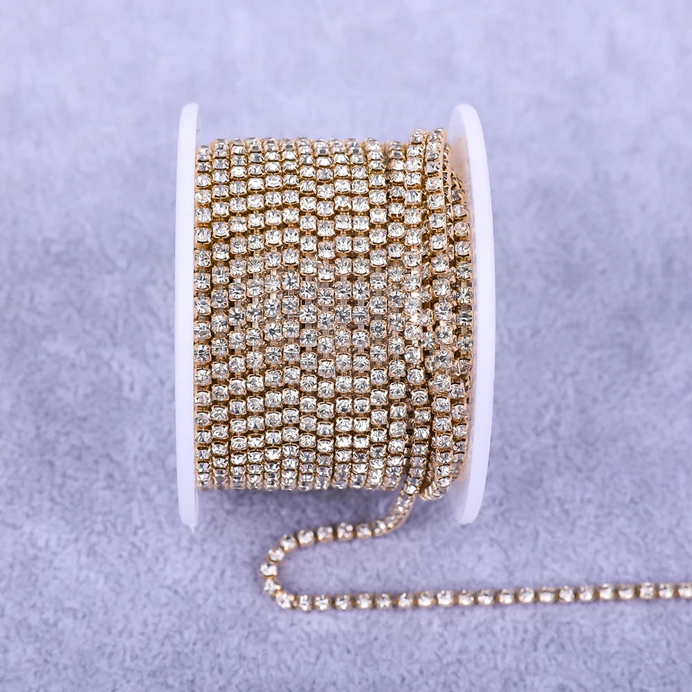 All Color Claw Chain Electrophoresi Rhinestones Trim Stone Gold Diamond Strass Decorative Applique Crystal Trimmings For Dresses