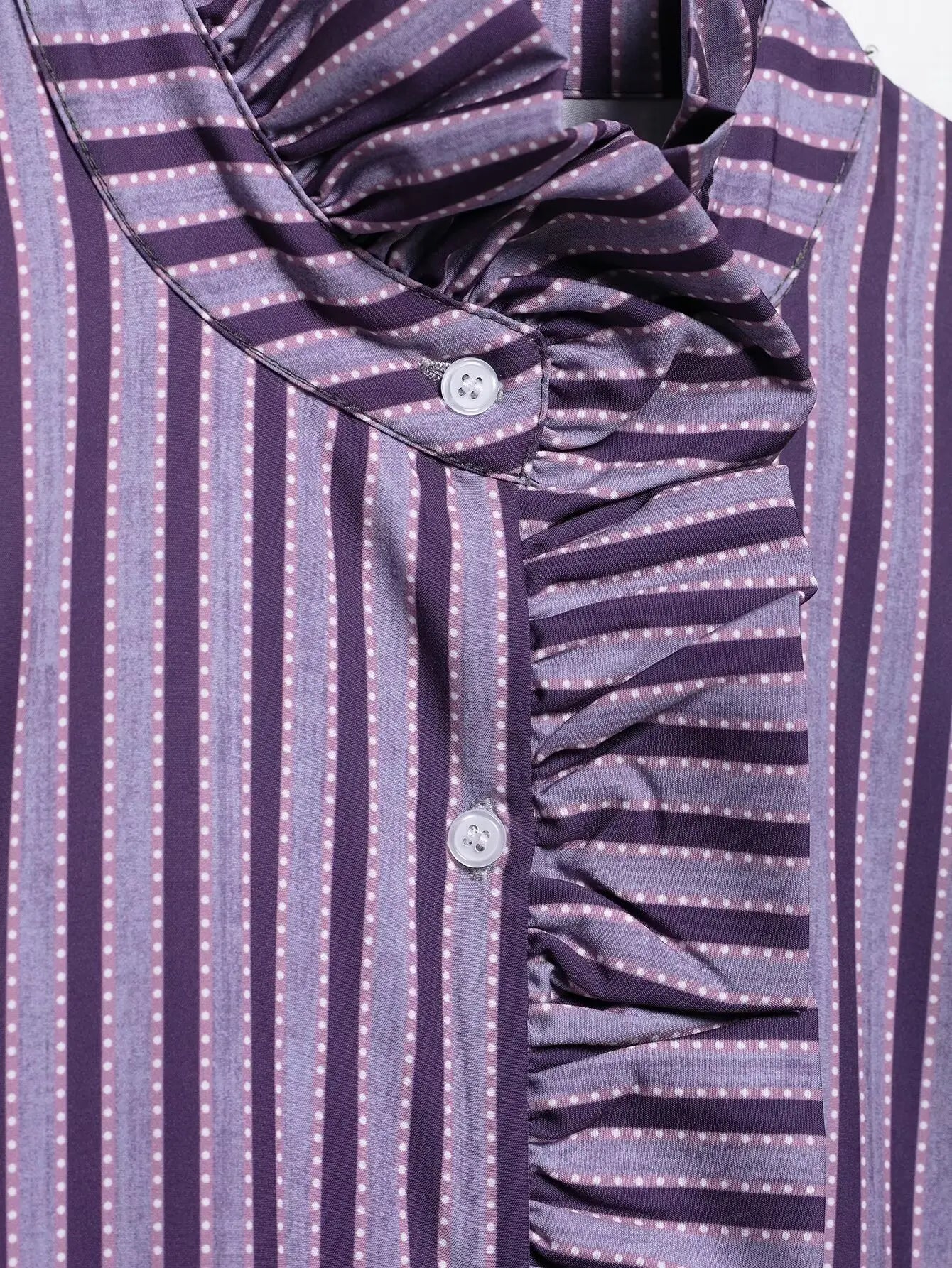 Sweet Women Ruffles Plaid Purple Shirts 2025 Fashion Ladies Casual Stand Collar Blouses for Party Female Elegant Tops Clothes