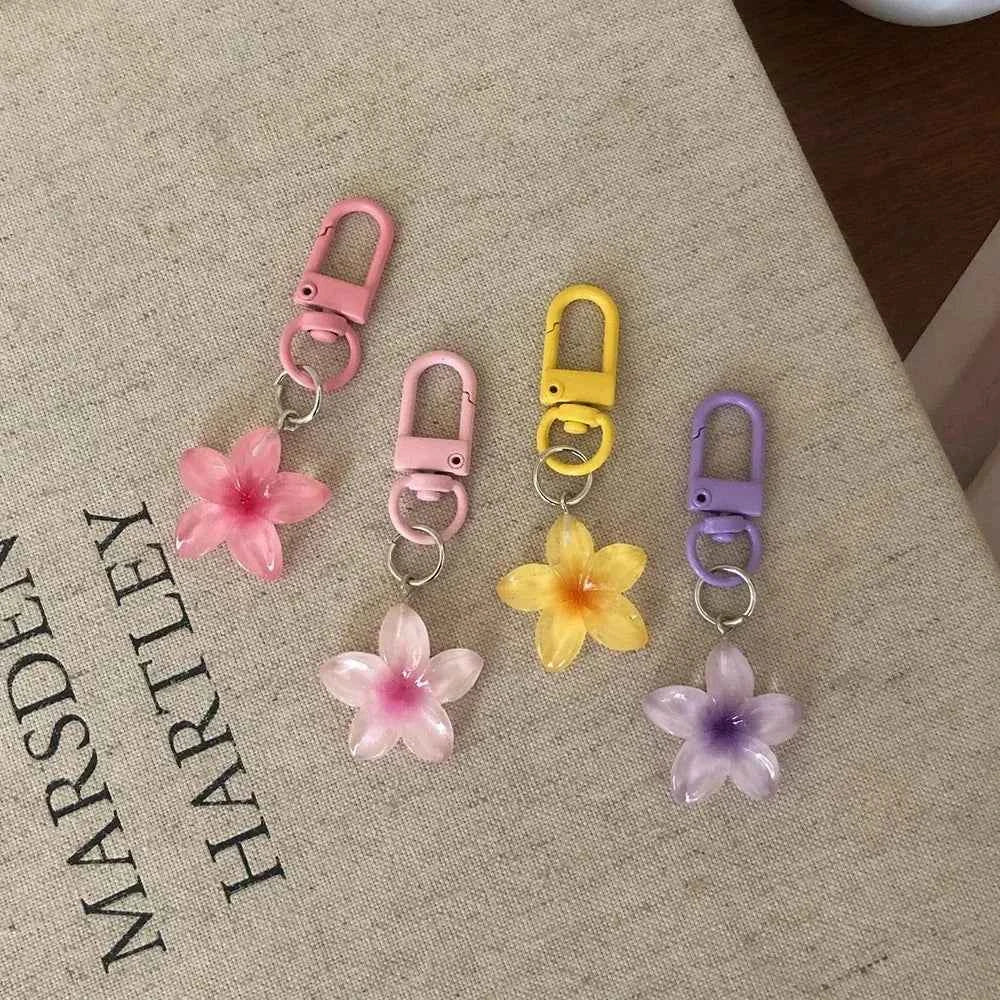 Sweet Colorful Jelly Flower Key Chain Color DIY Flower Cute Keychains Pendant Student Girls Resin Bag Pendant Keyring Jewelry