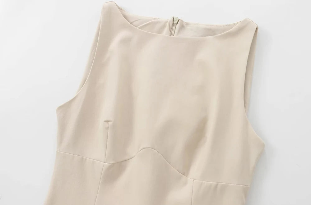 Women's Ruffled Mini Dress with Bows, O Neck, Sleeveless, Back Zipper, Female Dresses, Chic Fashion