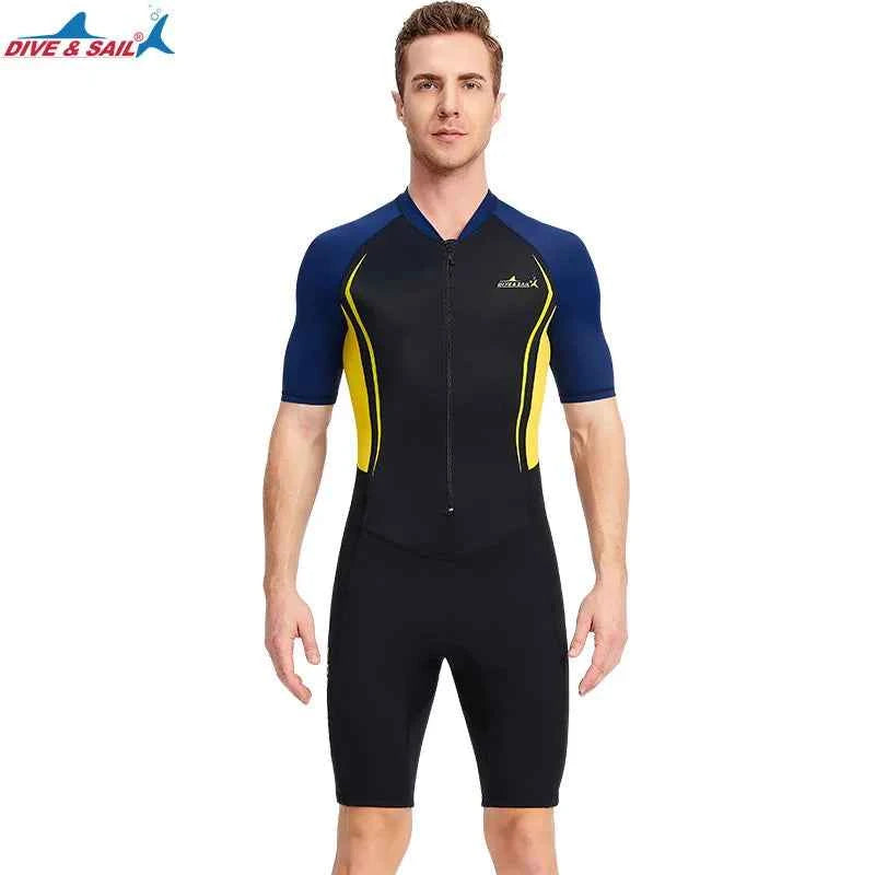 Men Women New Couple Diving Suit One-piece Sunscreen Swimsuit Short-sleeved Shorts 1.5mm Snorkeling Surfing Warm Shorty Wetsuit