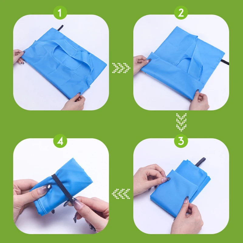 Foldable Shopping Bag Reusable Travel Grocery Bag Eco-Friendly One Shoulder Handbag For Travel Cartoon Cactus Printing Tote Bag
