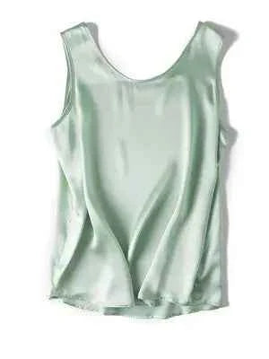 SuyaDream. Women Basic Cozy Tanks, 100%Real Silk, O neck Sleeveless Chic T Shirt, 2025 Solid Summer Vests, White, Pink, Beige