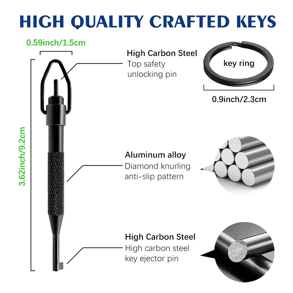 10/4/2Pcs Rotating Handcuff Key High Carbon Steel Alum Alloy w/Key Ring Fit Standard Police Cuffs