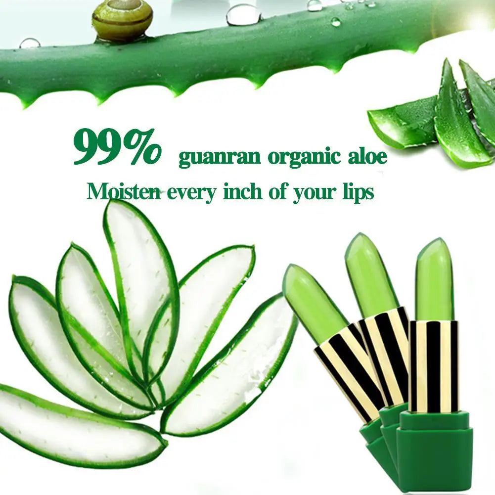2pcs Aloe Vera Lipstick,Long Lasting Lip Care Nutritious Plumper Lip Balm,Moisturizer Color Changing Jelly Lip Gloss Makeup