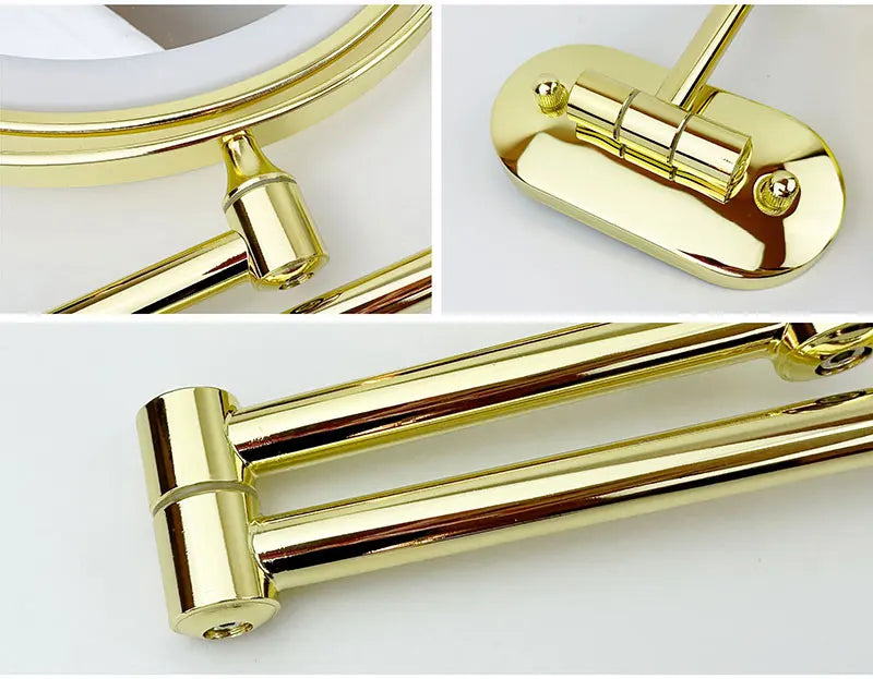 8 Inch Makeup Mirror Gold 3x/5x/7x/10x Magnifying Double Side USB Charging Bathroom 3 Color Light Cosmetic Mirrors