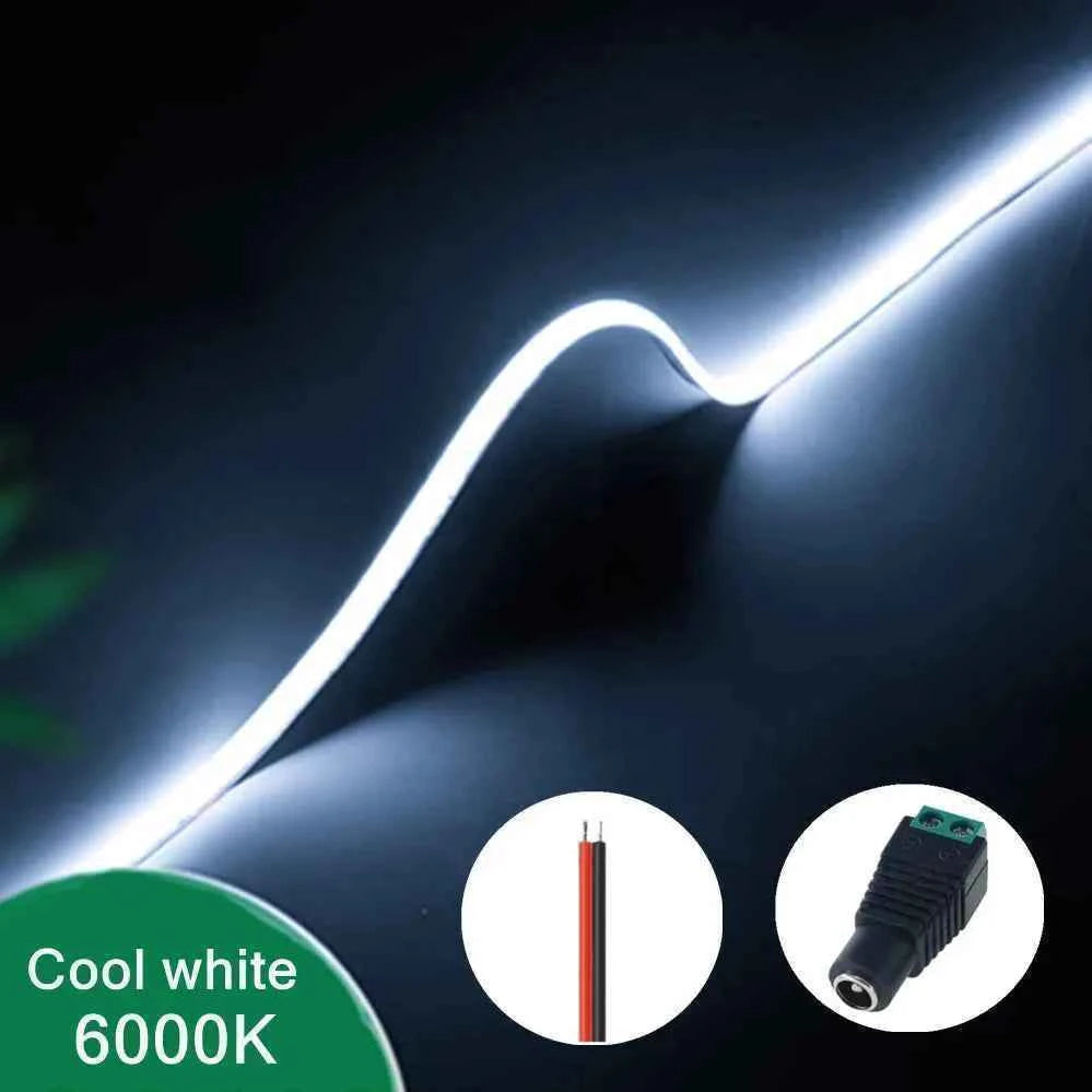 3mm Ultra Thin 12V Colorful COB LED Strip Dimmable 3000K 4000K 6000K High Density Flexible Light 400LEDs For DIY Home Decor Lamp