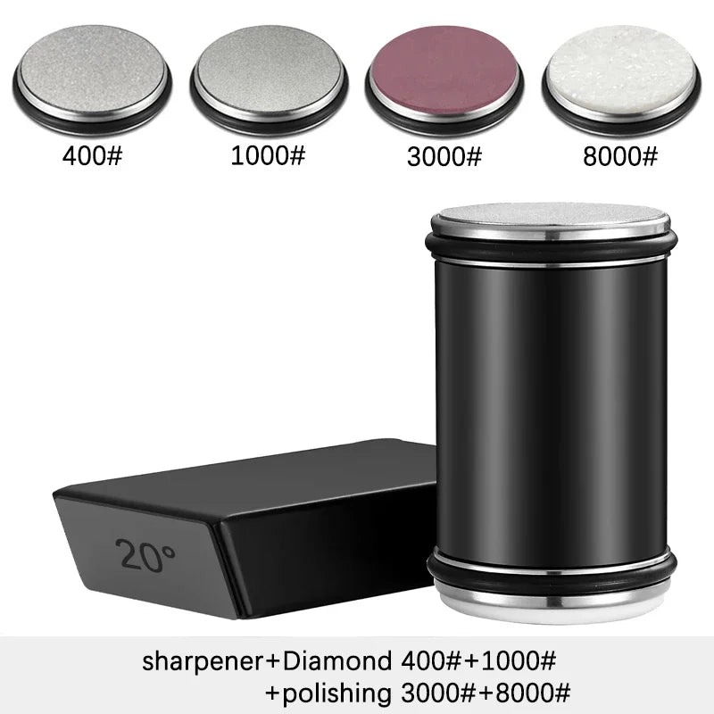Rolling Knife Sharpener For Straight Edge Knife Sharpener Kit With 15/20° Degree Magnetic Angle For Kitchen Knives Whetstone Set