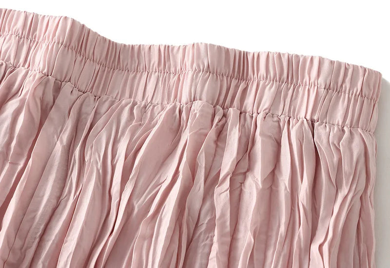 Light Luxury Irregular Slimming Pleated  A-line Skirt for Women High Waist Solid Color Loose Fashion Skirts Casual  Spring New