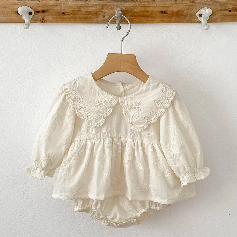 Autumn Baby Bodysuit Sisters Dress Flower Embroidery Dress Infant Girls Toddler Outfit  Baby Girls Rompers Family Sister Dress