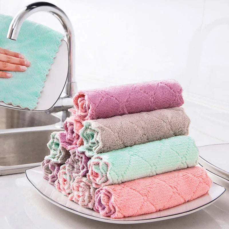Color random Color Microfiber Dish Cloth Set – Ultra-Soft, Super Absorbent