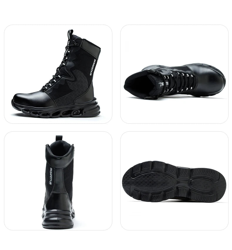 Fashion Work Boots Men Protective Shoes Safety Boots Steel Toe Shoes Outdoor Hiking Boots Light Tactical Boots Puncture-Proof