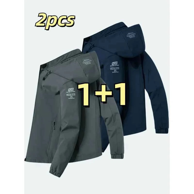 Windproof detachable hooded jacket Korean style trendy loose fashion casual men's jacket