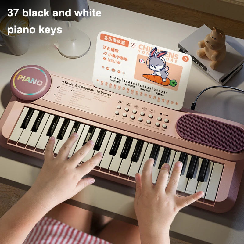Kids Piano Keyboard 37 Keys Multifunctional Electronic Piano with Microphone Children's Early Education Educational Toys