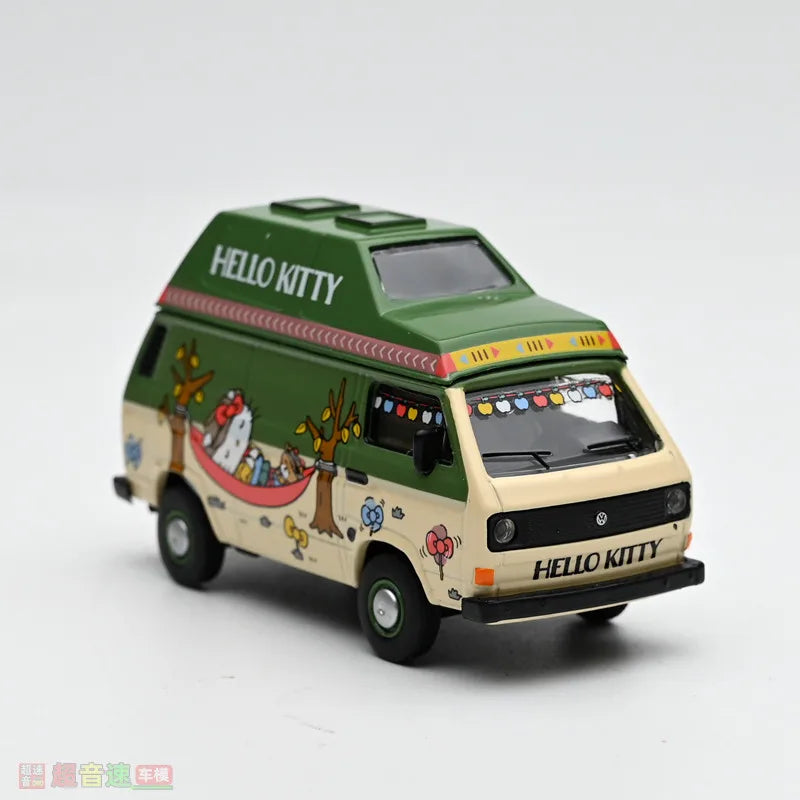 TW 1:64 Volkswagen T3 Van Camping - A realistic static alloy car model, a gift for boys and a collectible display item.