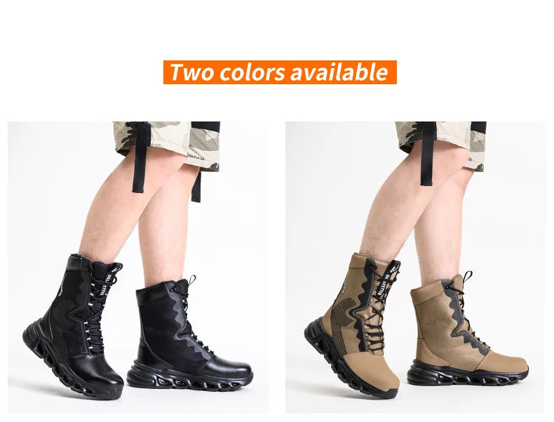 Fashion Work Boots Men Protective Shoes Safety Boots Steel Toe Shoes Outdoor Hiking Boots Light Tactical Boots Puncture-Proof