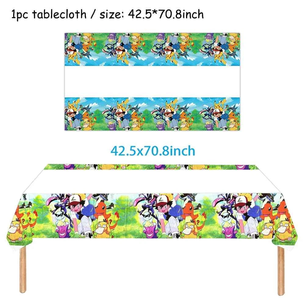 Pokemons Party Birthday Decoration Happy Pikachu Theme Tableware Cups Plates Balloons Banner Supplies Kids Favors Baby Shower