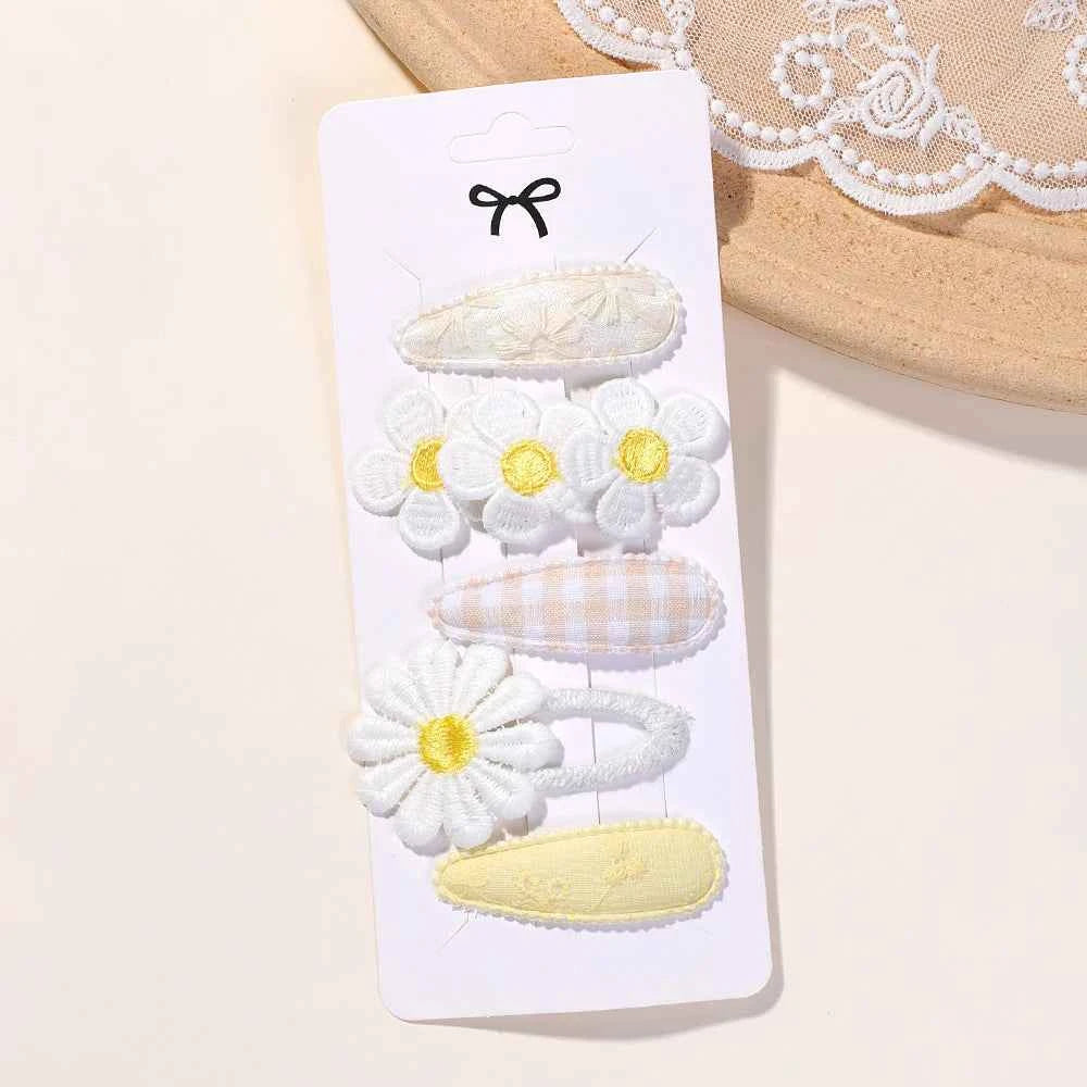 5Pcs/Set Kids Hair Accessories BB Clips Sweet Printe Hairbangs Hairclip Baby Girls Barrette Ins Style Daisy Hairpin Ornament