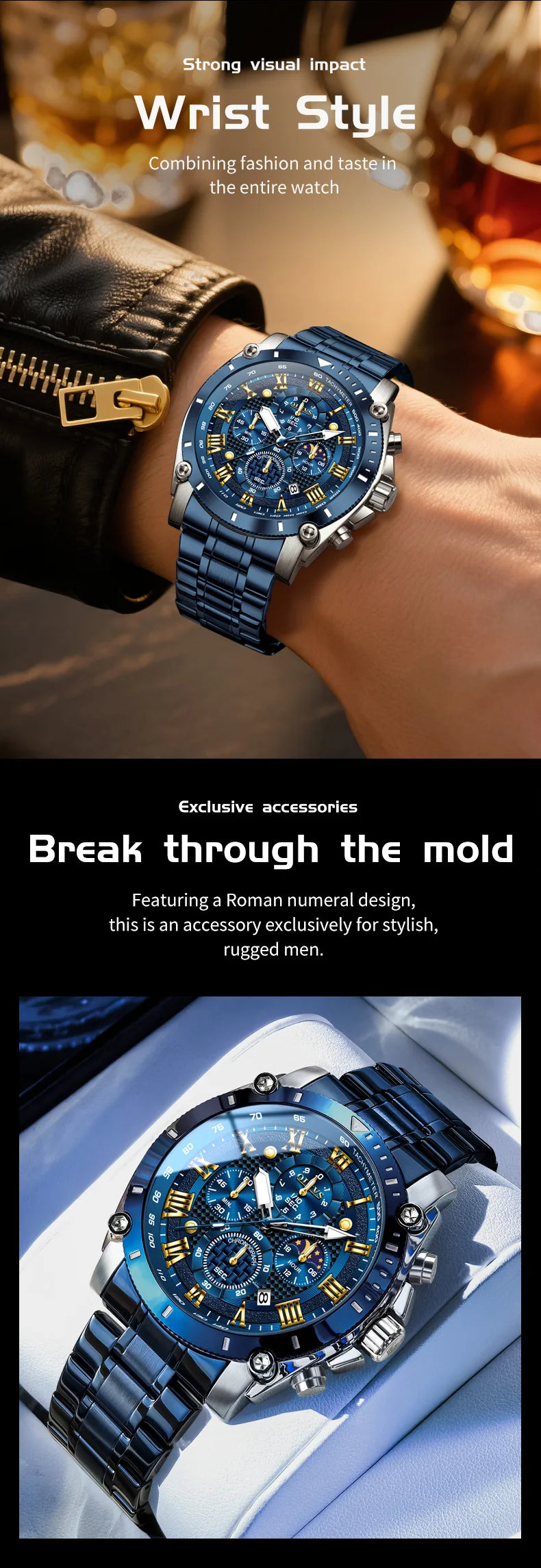 OLEVS Watches Man 3689 Multifunctional Sports Quartz Watch 30m Waterproof Luminous Date Mens Watch Original Business Brand