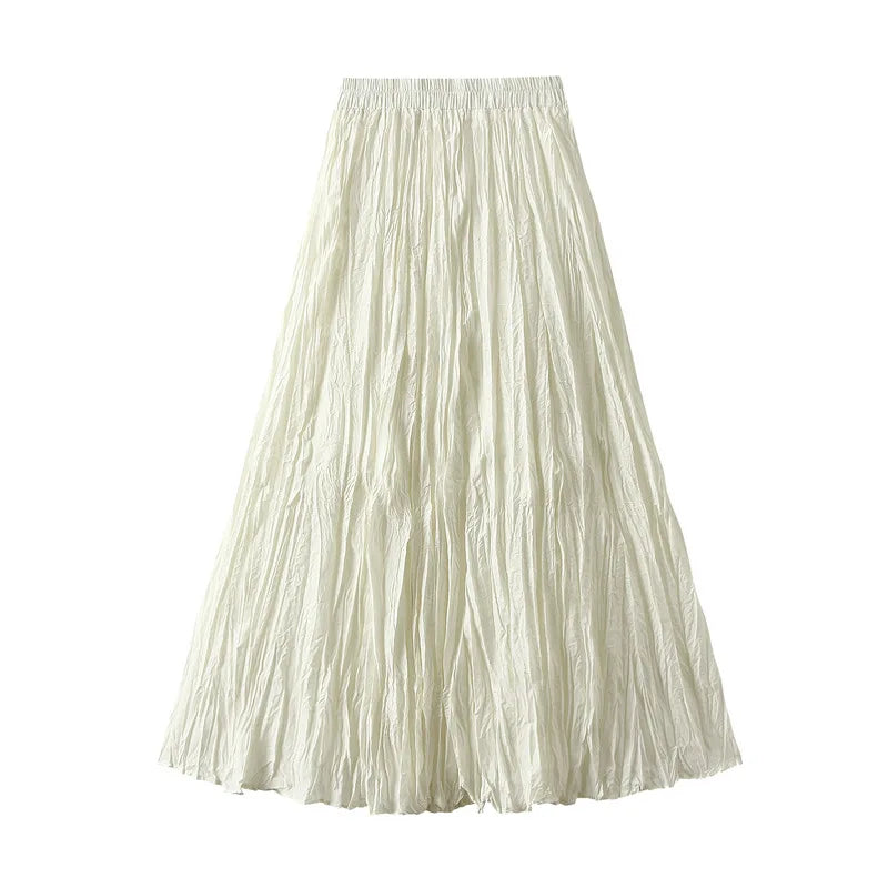 Fashion Pleated A-line Skirts for Women Casual Saia Midi Harajuku Long Skirt Jupe Femme Vintage Streetwear Faldas Woman Clothes